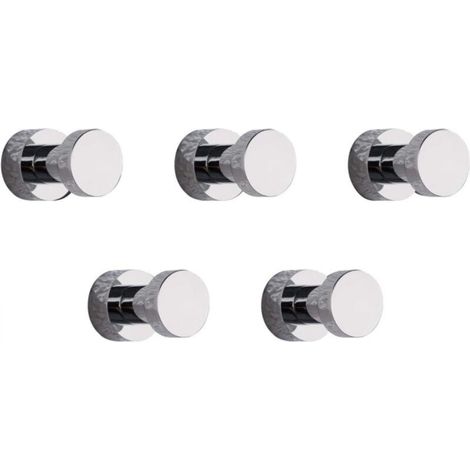 Wall hook, towel hook for bathroom, kitchen, door, cabinet & closet, 5-pack, brass (chrome plated) (1/5)