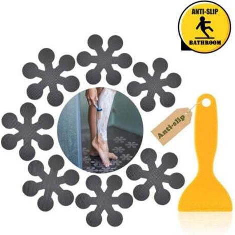 Set of 24 Grey Anti-Slip Bathtub Stickers with Premium Scraper