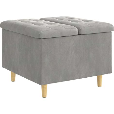 vidaXL  Storage Ottoman  with Cushion Light Grey 60 x 60 x 45 cm Velvet