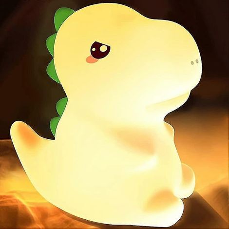 Veilleuse dinosaure pour chambre d'enfant, veilleuse bébé à couleurs changeantes, lampe dinosaure en silicone, veilleuse dinosaure portable pour enfants. (1/5)
