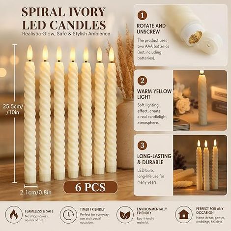 Bougies LED Sans Flamme Bougies Chauffe-Plat LED à Piles Éclairage Fixe Lumière Chaude Bougies Électriques Design Goutte d'Eau pour Décoration Table Fête Maison (1/4)