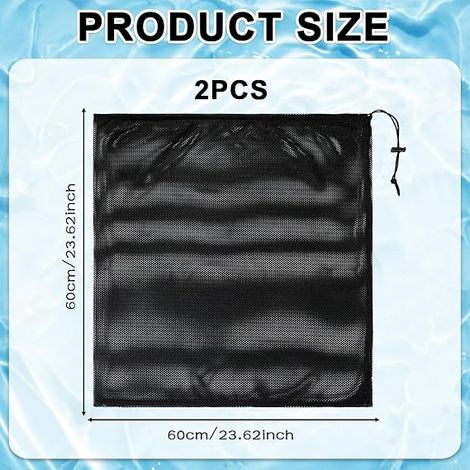 Bolsas de agua para piscina - 23.6 pulgadas x 23.6 pulgadas, bolsas de filtro de bomba de malla para estanque con cuerda, accesorios para bomba de estanque (1/4)