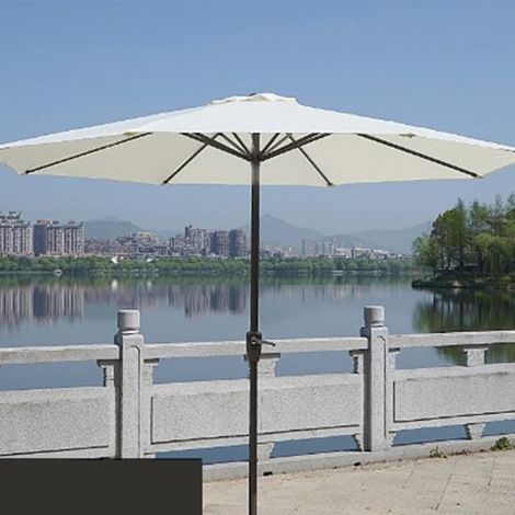 Parasol d'extérieur, parasol de terrasse, parasol de camping, parasol de stand, parasol central de jardin avec colonne, parasol de plage à manivelle, blanc cassé (1/5)