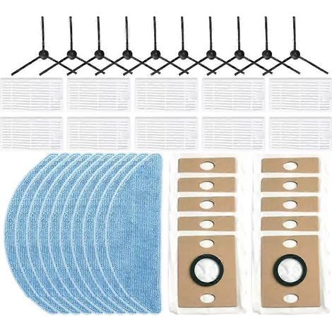 40 pièces de rechange pour aspirateur ILife V9 / V9 Pro / G9 / G9 Pro / A12 Pro : brosse latérale, chiffon de nettoyage, sac à poussière et filtre HEPA (1/5)