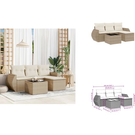 5-tlg. Garten-Sofagarnitur mit Kissen Beige Poly Rattan - Gartenmöbel Set - PE-Rattan Möbel - Outdoor Lounge - Gartenlounge - Esstischset (1/3)