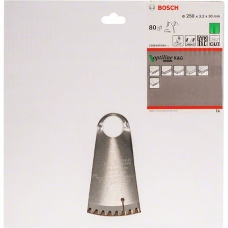 Hoja de sierra circular DE 250mm Z.80 WZ / N taladro 30mm corte-W.3.2mm HM BOSCH