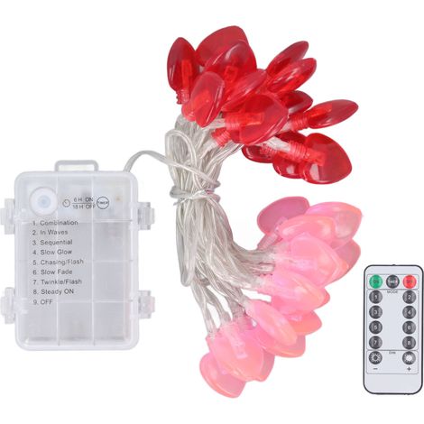 Guirlande lumineuse romantique en forme de cœur rouge, à piles, pour la Saint-Valentin (1/5)
