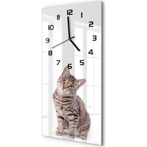 Horloge Murale Rectangulaire Verticale Design Artistique Silencieuse 30x60 cm Chat 30x60 cm (1/5)