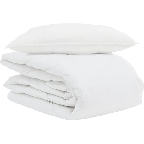 Duvet d'été simple avec oreiller 2 pcs Blanc Plume de canard (1/5)