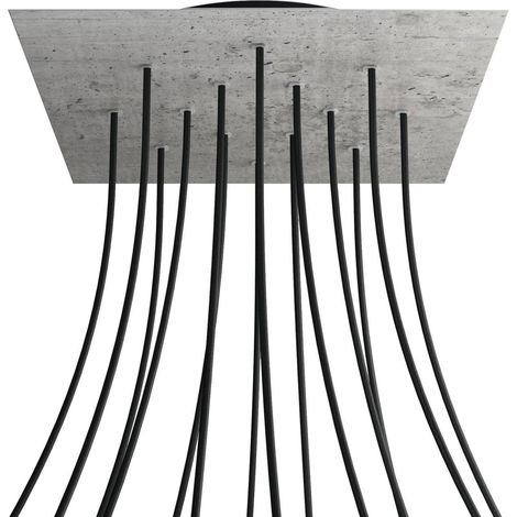 creative cables Rose-One XXL Rosette Square, 400 mm avec 14 trous et 4 trous latéraux - Ciment, noir (1/5)