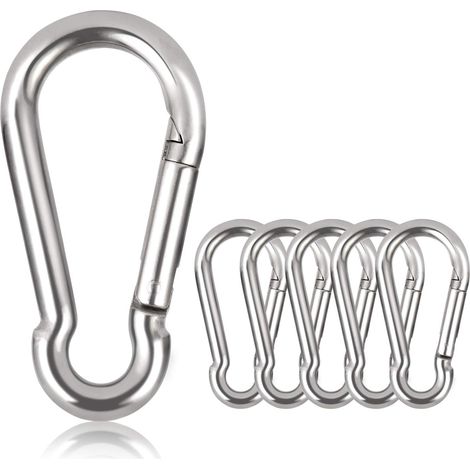 Lot de 6 mousquetons Porte-clés - Diamètre 6 mm - Charge maximale 160 kg - Crochets d'escalade galvanisés (Φ6 x 60 mm)