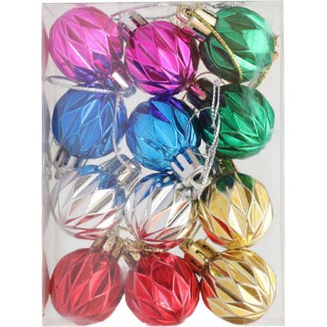 Lot de 12 boules de Noël décoratives, à suspendre au sapin, style classique, pour les fêtes de fin d'année (anniversaire de mariage, etc.).-Rhomboid (1/5)