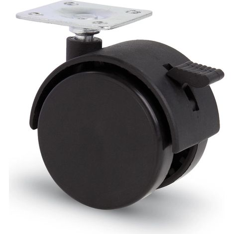 Roulette pivotante freinée de meuble - MESO - Nylon double dur - 40mm - Capot + platine 38x38mm