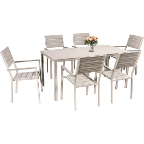 set da giardino eurogarden "ibisco" in hdpe tortora tavolo e 6 sedie