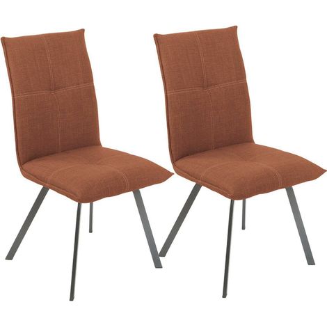BISPO - Lot de 2 Chaises Tissu Texturé Coloris Brique Terracotta (1/4)