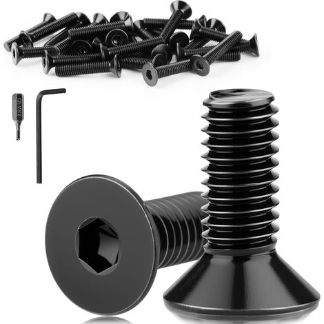 60 Pièces Vis à Tête Fraisée M3x8 mm Vis Inox Noir M3 à Tête Plate DIN 7991/ISO 10642 Inoxydable A2 V2A Six Pans Creux Boulon pour Réparation Mécanique Meubles (1/5)