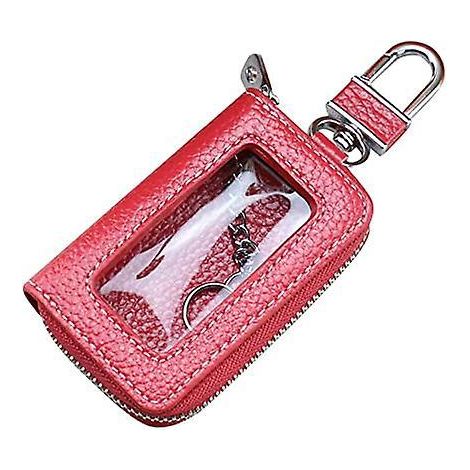sac Porte-cls De Voiture (rouge), Portefeuille Porte-cls En Cuir De Vachette Porte-cls Motif Litchi Porte-cls Porte-cls Fentre Transparente (1/5)