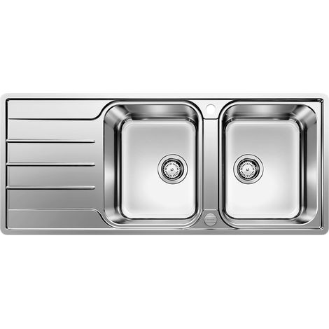 Évier Double Bac de Cuisine pour Meubles Bas de 80 cm de Large Inox Cuve à Fond Plat IF 523037 (1/5)