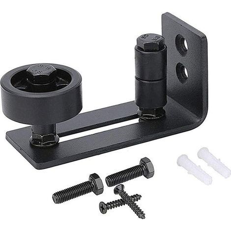 Hochleistungs-Schiebetürschiene für Scheunentüren, 8-in-1-Anschlag aus schwarzem Kohlenstoffstahl, flächenbündiges Design, Boden- und Türpaneele, verstellbare Rollen, Wandmontagesystem (1/5)