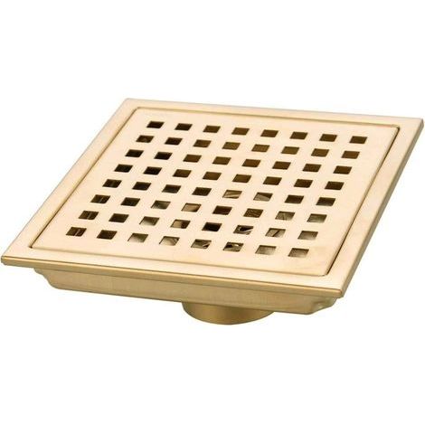 Brushed Gold Square Shower Floor Drain, 304 Stainless Steel for Bathroom Kitchen Waste Grate High Flow Drainer 150MM (1/5)