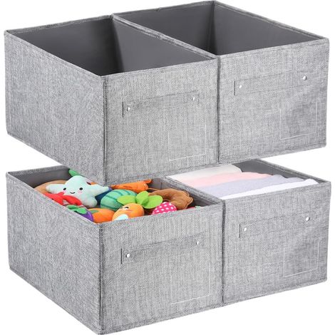 Boîtes de rangement pliables, 4 boîtes de rangement, organisateur pour armoire, grandes boîtes de rangement en tissu, boîte de rangement en tissu pour garde-robe, placards, livres, vêtements (1/5)