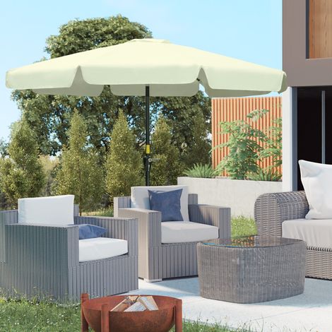 Garten- und Terrassenschirm, rund, Ø 2,7 x 2,5 m, mit neigbarem Kopf und UV-beständig (50+), Beige