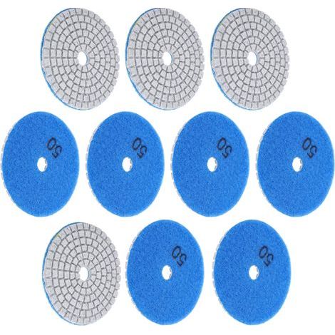 10 pièces 3 pouces disques de ponçage tampons polissage diamant pour marbre pierres de béton 50 maille (1/5)