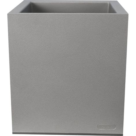 Pot en plastique carré aspect granit 30 cm Gris clair (1/4)