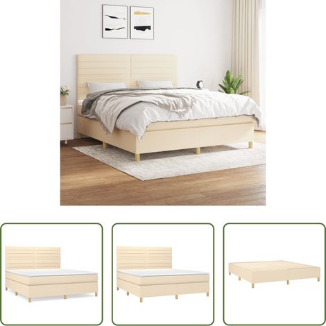 vidaXL Kopfteil - Boxspringbett mit Matratze Creme 180x200 cm Stoff (1/5)