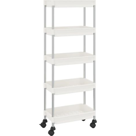 Maison Exclusive - Carrello da Cucina 5 Ripiani Bianco 42x29x128 cm Ferro e ABS