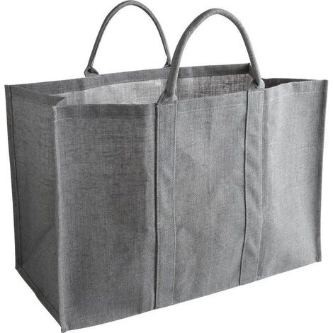 Sac à bûches en jute gris (1/4)
