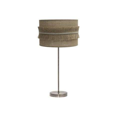 Grande lampe de table kala 1xe27 cuir/sac 63x30x30 cm avec franges (1/2)