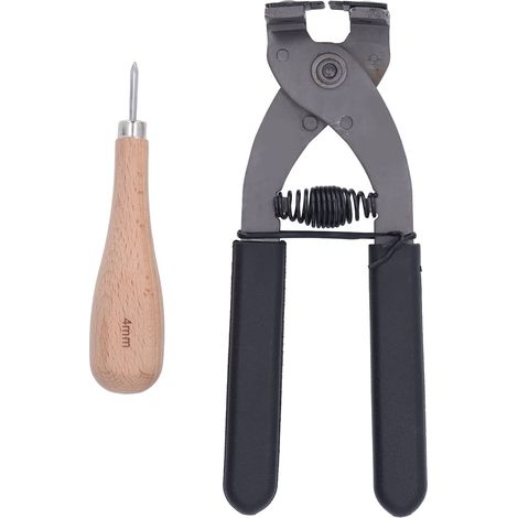 PINCE SILENCIEUSE HAUTE DURETÉ MANCHE POUR CUIR 4MM 4 DENTS POINÇON DIAMANT KIT ACIER CARBONE NOIR POUR LEATHERCRAFT (1/5)