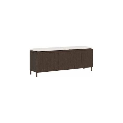 Banc de jardin avec coussin gris 110x30x40,5 résine tressée (1/5)