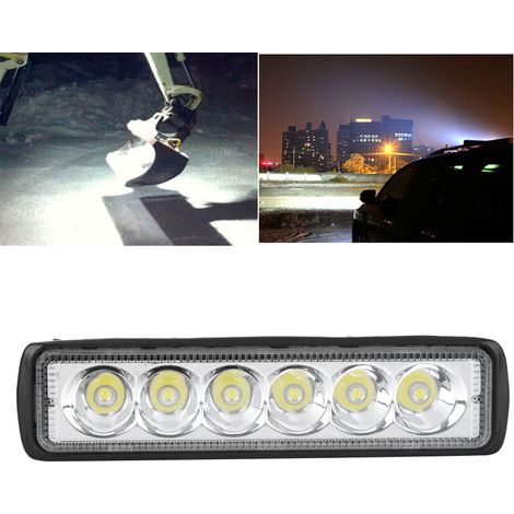 Barre lumineuse de travail étanche à 6 LED, 18 W, 6 500 K, 1 800 lm, pour voiture, moto et tout-terrain. (1/5)