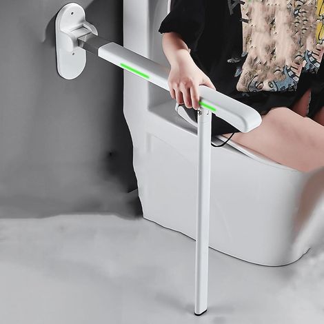 (White)Barre d'appui de toilette, main courante de sécurité, poignées rabattables rabattables, aide à la douche antidérapante, support mural pour toil