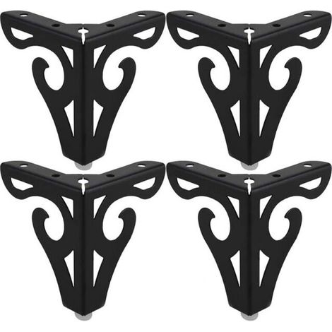 4 gambe per tavolo nere da 10 cm, stile europeo, in ferro, con viti.