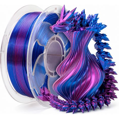 Filament PLA Soie Bicolore Bleu et Violet-Rouge pour Imprimante 3D (1/5)