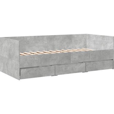 Lit de jour et tiroirs gris béton 90x200 bois d'ingénierie (1/5)