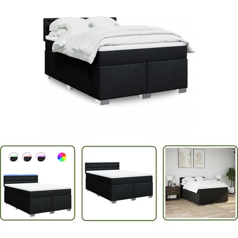 vidaXL Boxspringbett mit Matratze Schwarz 140x200 cm Stoff (1/5)