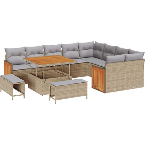 Maison Exclusive - Gartensofa-set 12 stk. 12-Sitzanzahl Beige und (1/5)