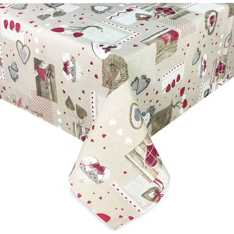TOVAGLIA antimacchia RESINATA TORINO Tirolese HOLLY Rosso Cm. 140x140 x4 persone (1/5)