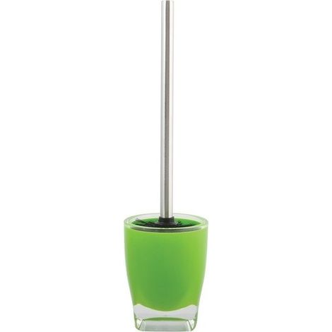 Porte-balais de toilette MSV en plastique et acier inoxydable de couleur verte (1/2)