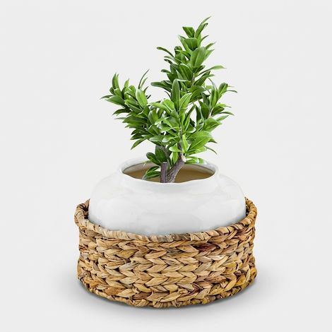 Vaso basso in ceramica con rattan Sirenuse (1/3)