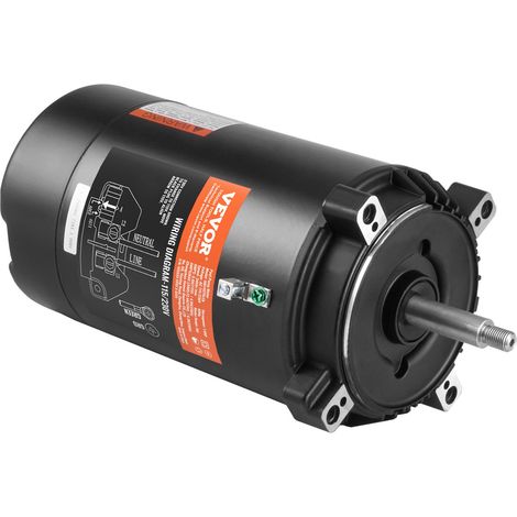 Moteur de pompe de piscine 1 CV 56J, 115 V (9,8 A)/230 V (4,9 A) 3450 tr/min, facteur de service 1,4, condensateur 90 μF/250 V, moteur de remplacement à bride ronde à rotation CCW pour piscines (1/5)