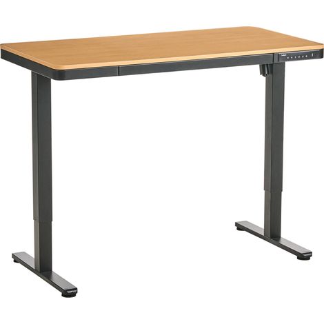 Escritorio de altura regulable eléctrico para usar de pie o sentado escandinavo 120 x 60 cm puerto USB tablero marrón patas negras Penly