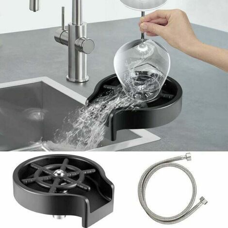 BUNTHAUS PA Accessoires de robinet d'évier de voiture en métal d'évier en verre pour évier de cuisine de tasses de 8 à 4,5 pouces noir (1/4)