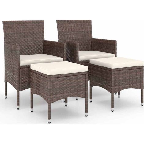 Maison Exclusive - 4-tlg. Gartenstuhl und Hocker Set Poly Rattan (1/5)