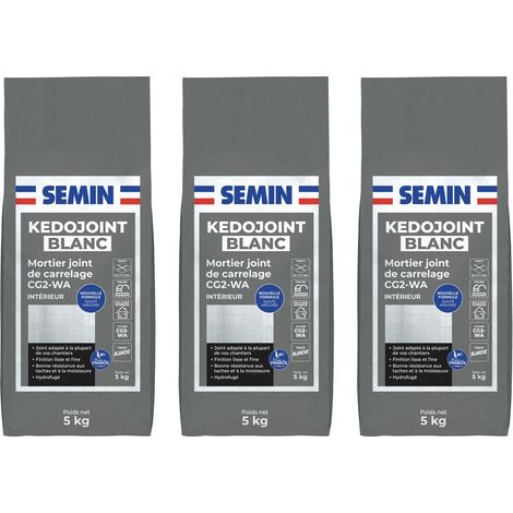 Joint en Poudre Blanc pour Carrelage Semin, Kedojoint Blanc, Intérieur, sac de 5 kg, lot de 3 (1/5)