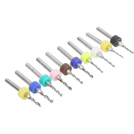 Jeu de 10 micro-forets en carbure cémenté de 1,2 à 2,1 mm pour le perçage de circuits imprimés (1/5)